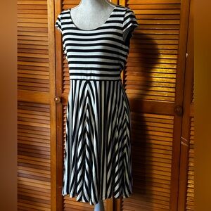 LOFT Blue Striped Midi Dress